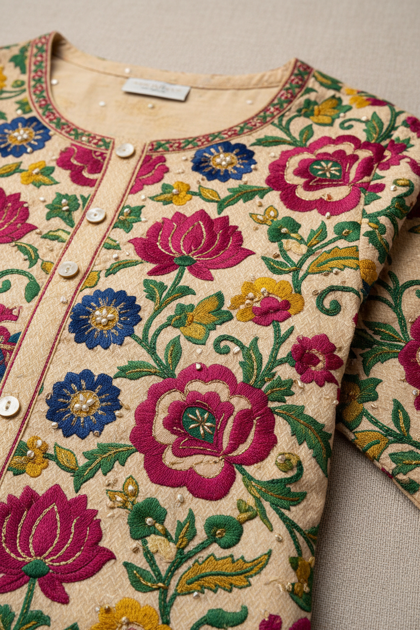 Gul Noor Kurta - Floral embroidery detail