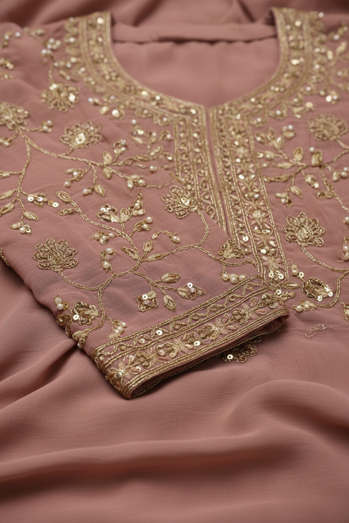 Chinnon Suit Set - Chiffon fabric and embroidery detail