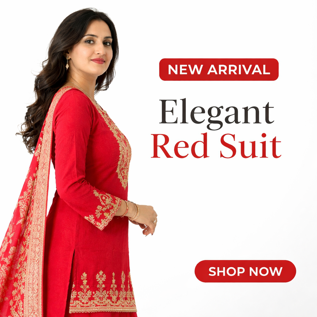Elegant Red Embroidered Suit Set with Dupatta for Women | Festive & Party Wear Kurta Palazzo Set