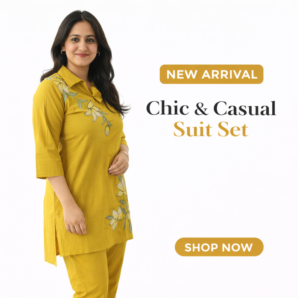 Mustard Yellow Floral Printed Kurta Palazzo Set for Women | Casual & Daily Wear Ethnic Suit
