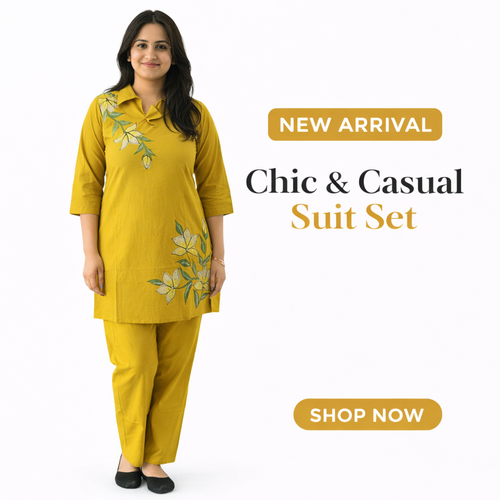 Mustard Yellow Floral Printed Kurta Palazzo Set for Women | Casual & Daily Wear Ethnic Suit