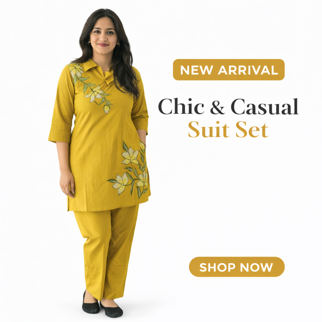 Mustard Yellow Floral Printed Kurta Palazzo Set for Women | Casual & Daily Wear Ethnic Suit