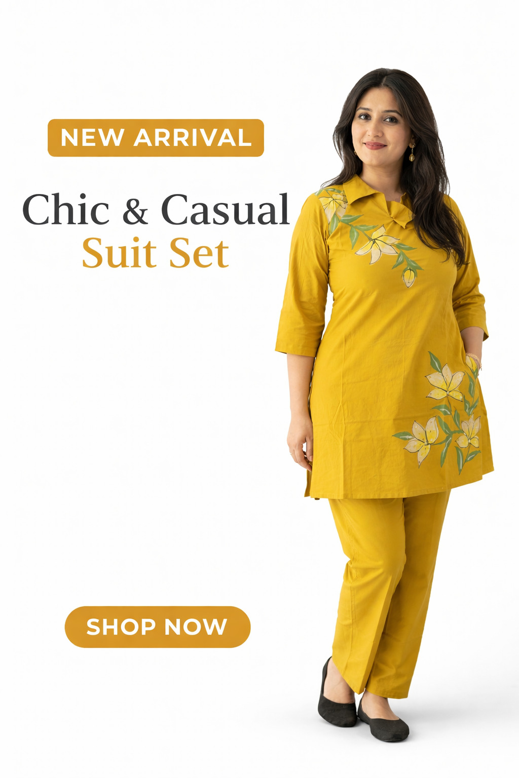 Mustard Yellow Floral Printed Kurta Palazzo Set for Women | Casual & Daily Wear Ethnic Suit